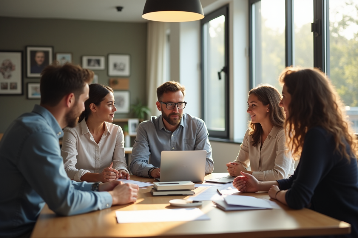 Groupe diversifié autour d