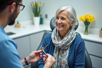 Femme galloise souriante dans un cabinet dentaire moderne