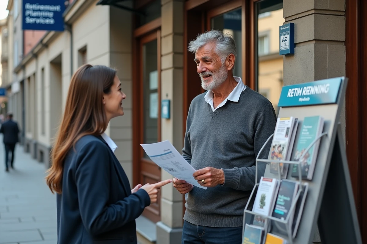 Homme retraité discutant avec conseillère en ville