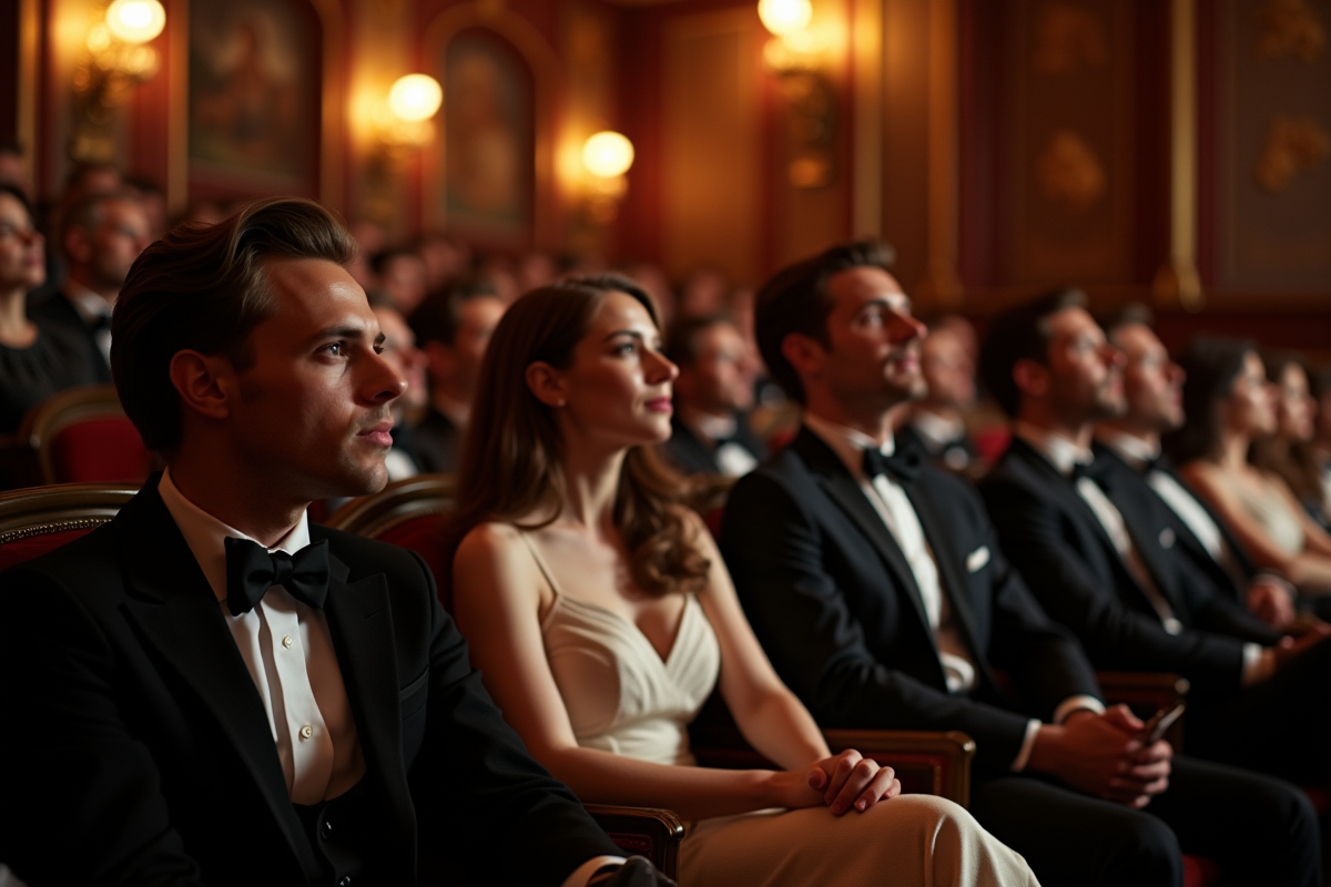 Public dans un théâtre classique regardant une pièce