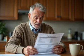 Homme retraité étudiant sa pension à la maison