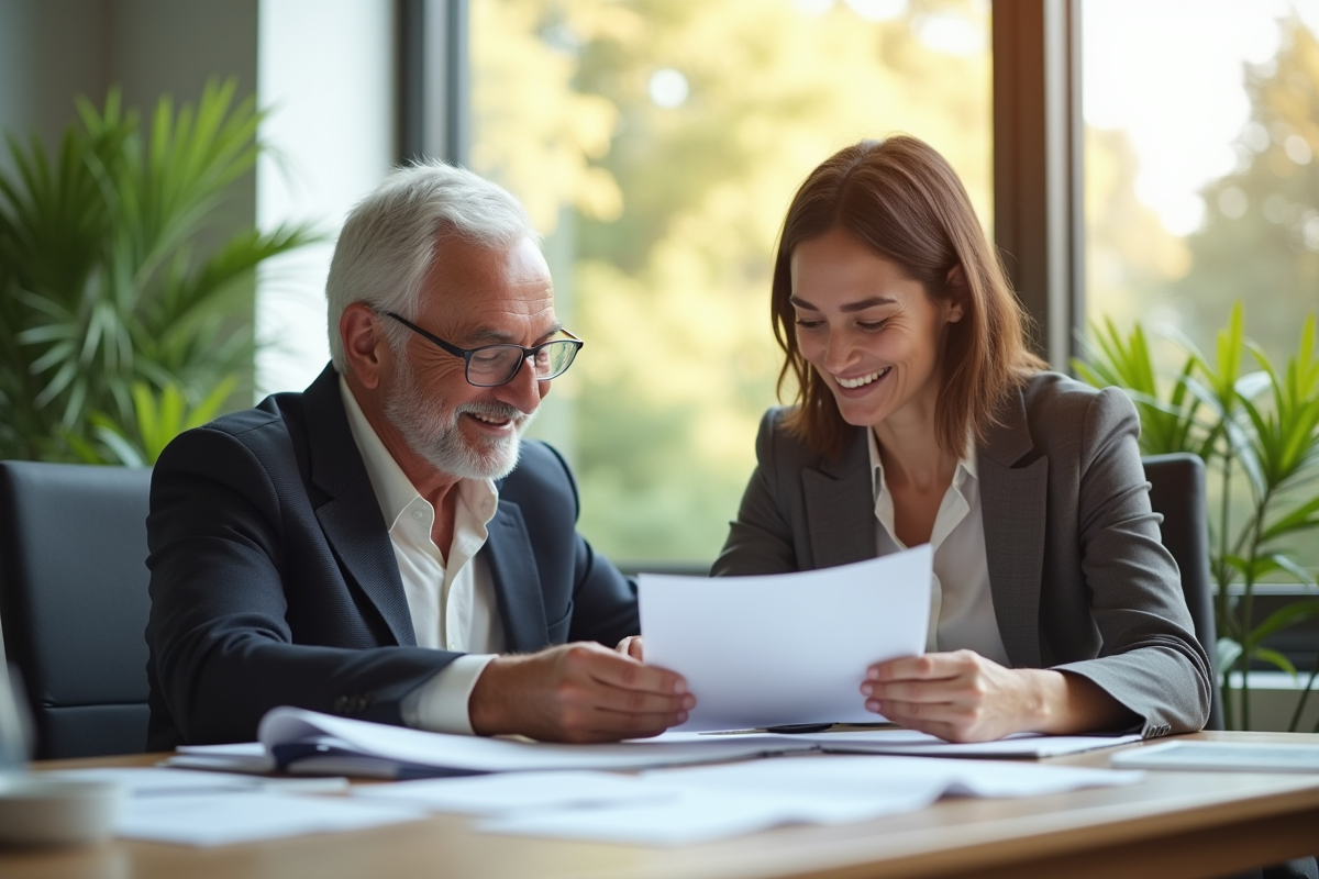 Senior et jeune professionnelle examinant des documents financiers