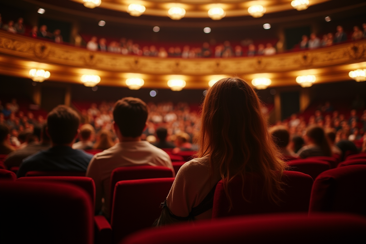 Public de theatre elegant regardant la scene avec appreciation